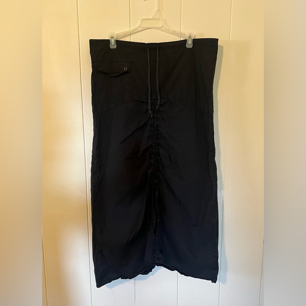 "XCVI" Black Drawstring Ruched Slit Skirt